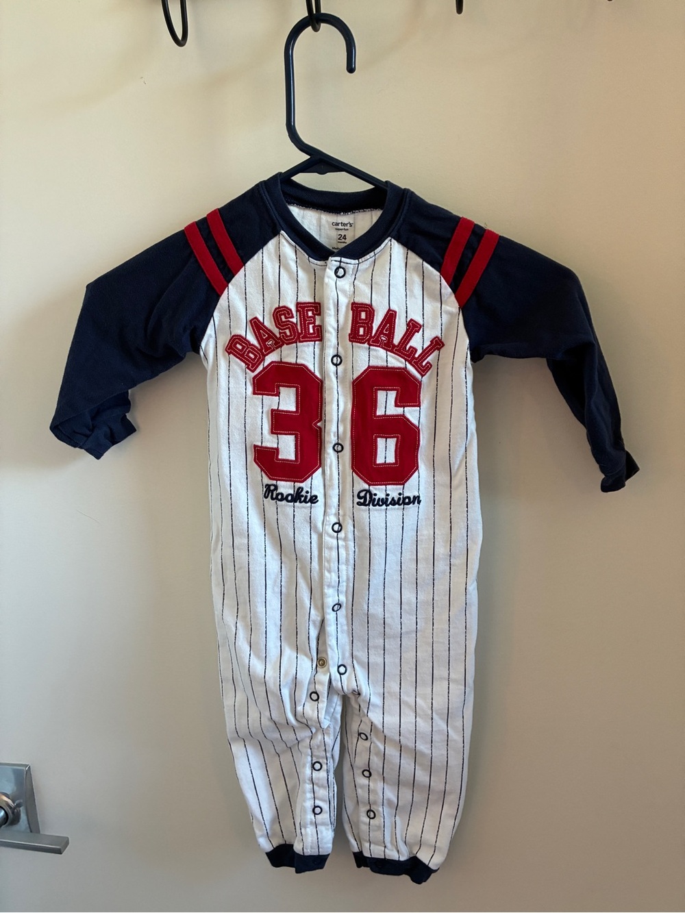 Carter's Navy, White & Red Baseball '36' Sleep Romper